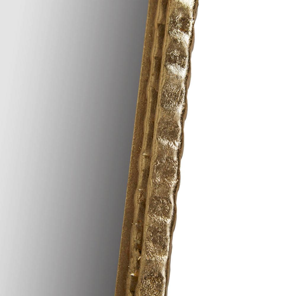 Gold Arched Rectangular Wall Mirror with Intricate Frame