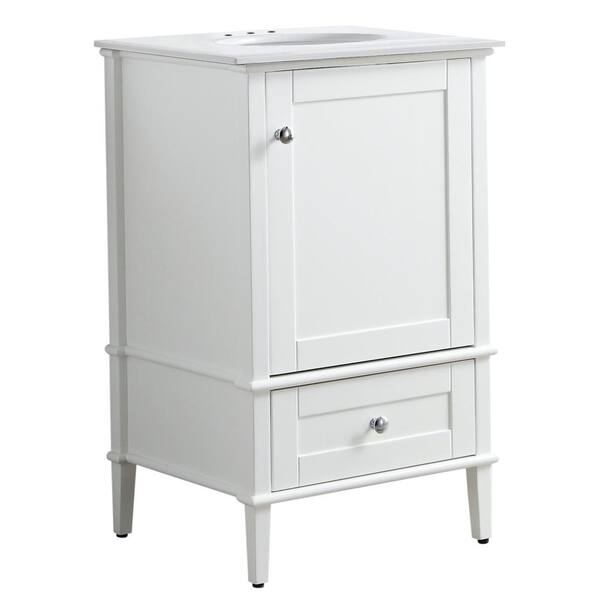 ANZZI Alexander Series 21-in Black Single Sink Bathroom Vanity with White Solid Surface Top (Mirror Included)