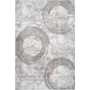 Austin Abstract Circles Beige 4 ft. x 5 ft. 7 in. Indoor Area Rug