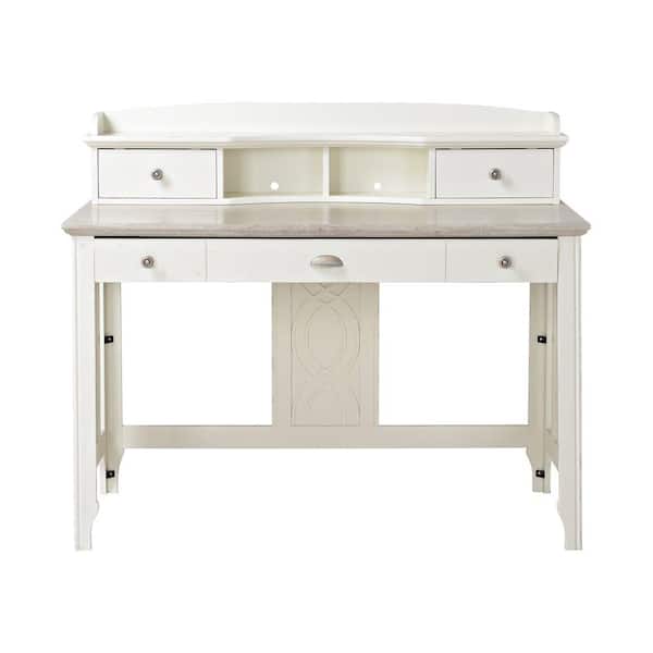 FLAMELUX Charlotte White Desk with Hutch