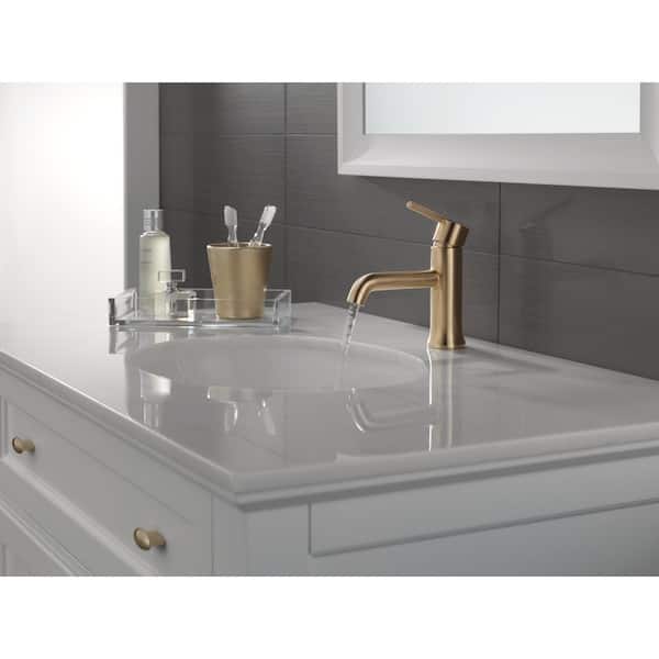 Trinsic Gold Single Hole Single-Handle Bathroom Faucet with Metal Drain Assembly in Champagne Bronze