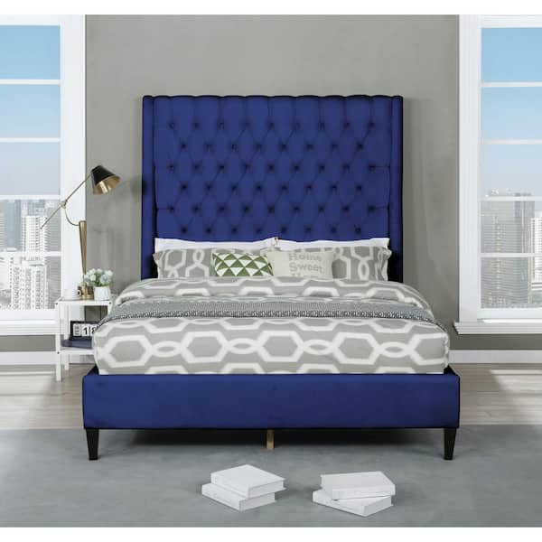 Royal Blue Curved Upholstered Bedhead - Martini Furniture