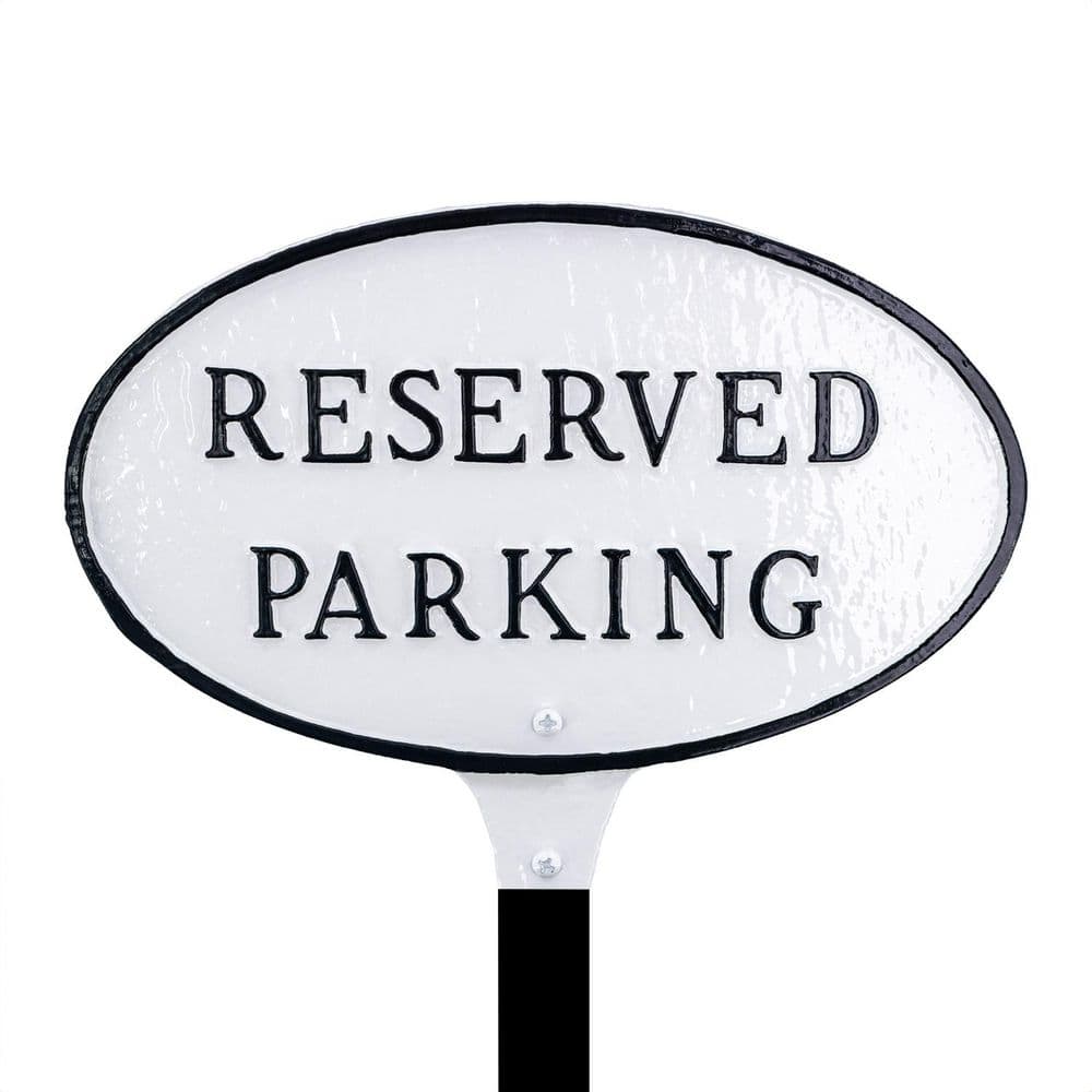 "8.5"" x 13"" Standard Oval Reserved Parking Statement Plaque Sign with Lawn Stake-White/Black" price history on PriceWatchPro