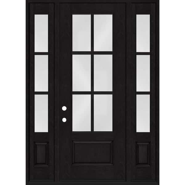 Steves & Sons Regency 68 in. x 96 in. 3/4-6 Lite Clear Glass RH Onyx Stain Mahogany Fiberglass Prehung Front Door dB 14 in.SL