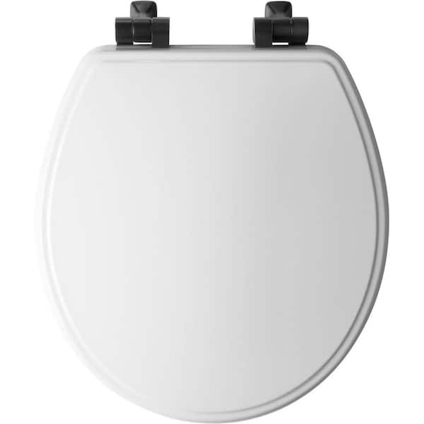 Bemis Weston Slow Close Round Closed Front Toilet Seat In White With Matte Black Metal Hinge 526mbsl 000 The Home Depot - Bemis Slow Close Toilet Seat Hinges Replacement Parts