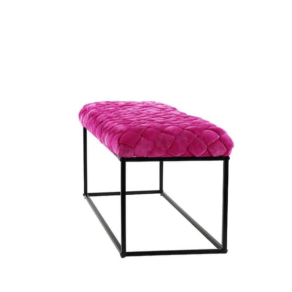 Loft Lyfe Mariana D Velvet Fuchsia H x Bench in. W Upholstered LBH211-02FC-HD Home Pink Depot 18.1 39.4 x with - The 17.3 in. in