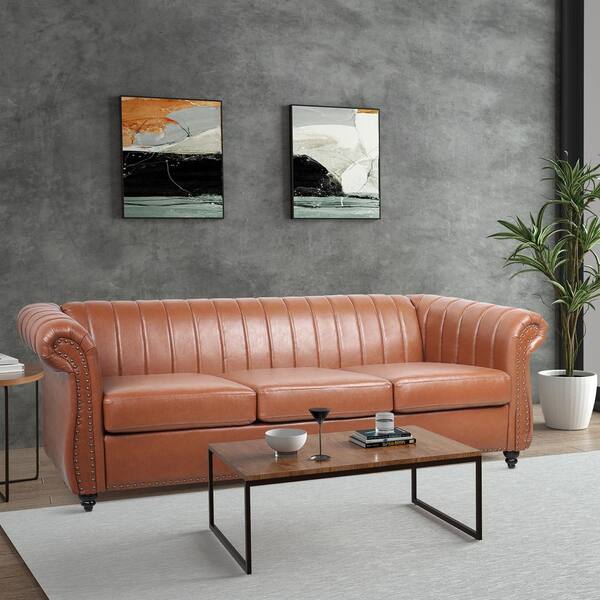 Sofa With Reversible Cushions In Bronze, Leather Sofa Milwaukee