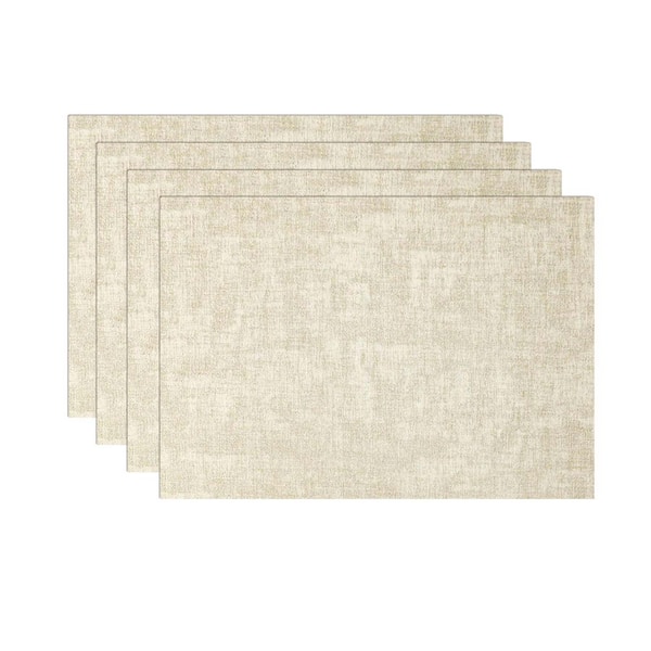 ilemong 11.8 in. W x 16.9 in. H Beige Leather Heat Resistant Placemats Set of 4 for Dining Tables