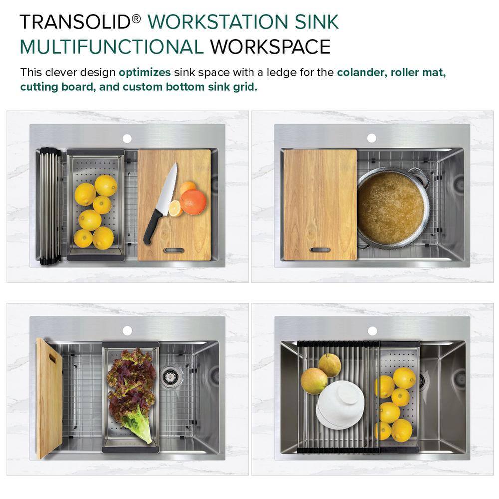 30-Inch Stainless Steel Drop-In Kitchen Workstation Sink