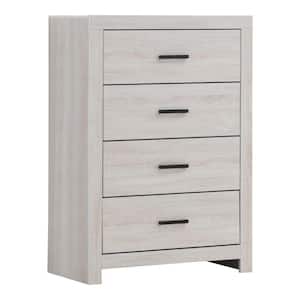 5-Drawer White Chest of Drawers with Metal Bar Pulls (44.75 in. H x 31.5 in. W x 16.25 in. L)