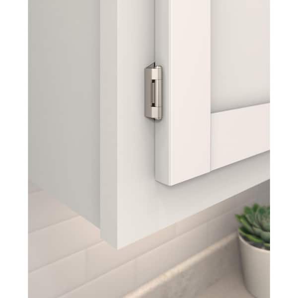 Satin Nickel 1/4 in. (6 mm) Overlay Single Demountable, Partial Wrap Cabinet Hinge (2-Pack)