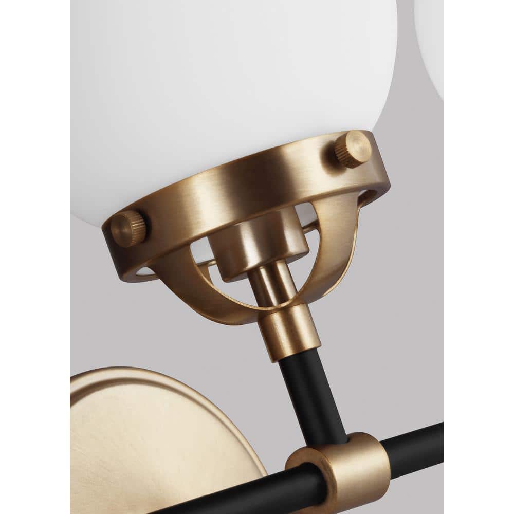 Satin Brass and Black 3-Light Globe Vanity Light