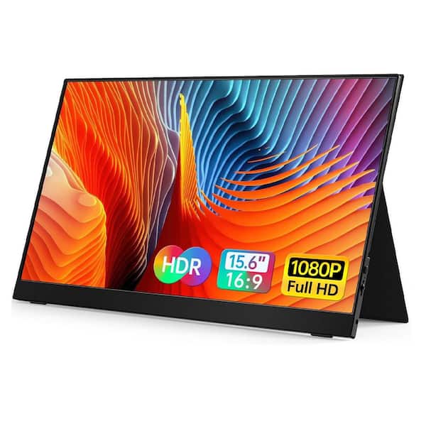 15.6 in. 1080P FHD IPS Display USB-C HDMI Portable Monitor with Speakers and Cover for Laptop PC Mac Phone Xbox PS4