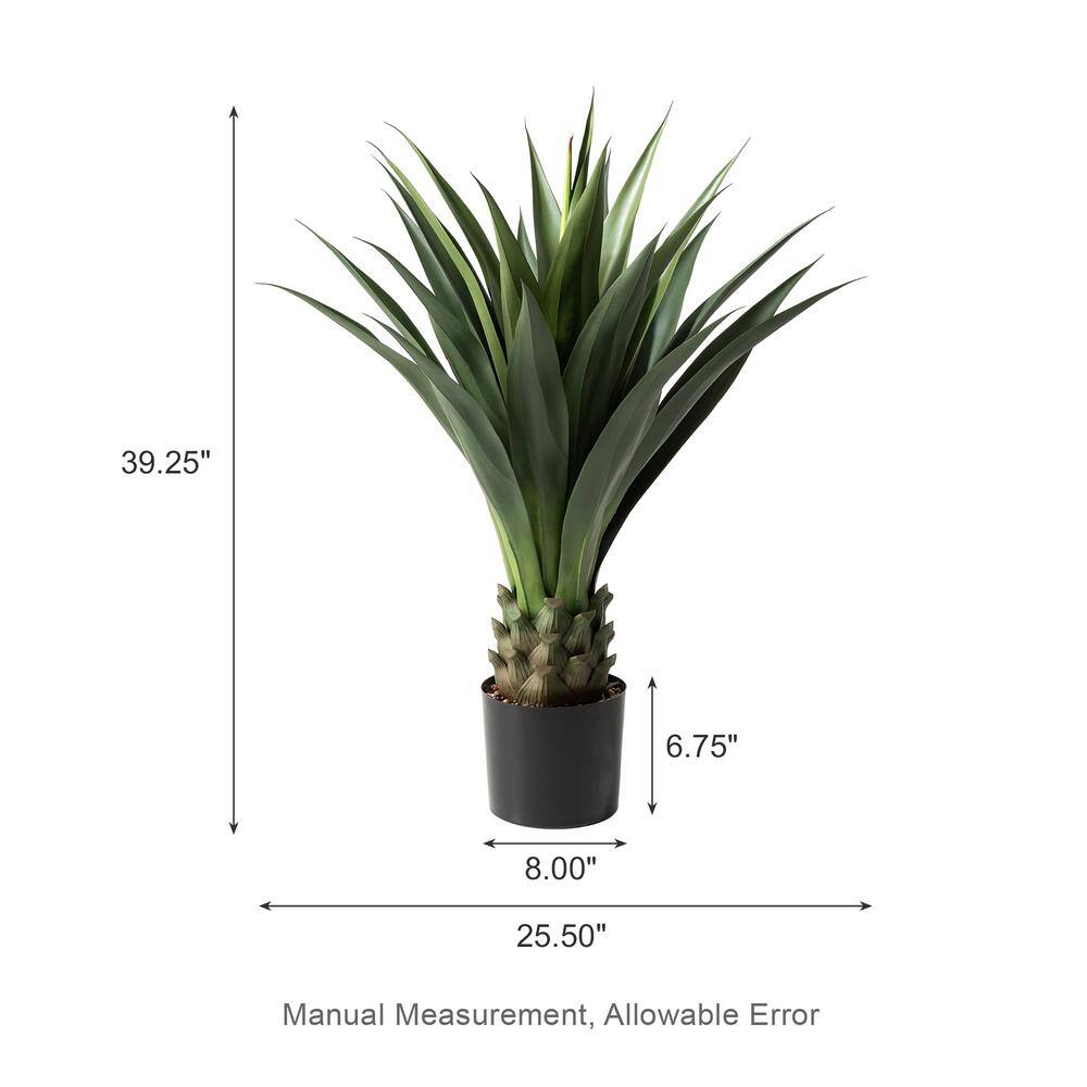 Green Plastic Agave Plant in Black Pot for Indoor/Outdoor Decor