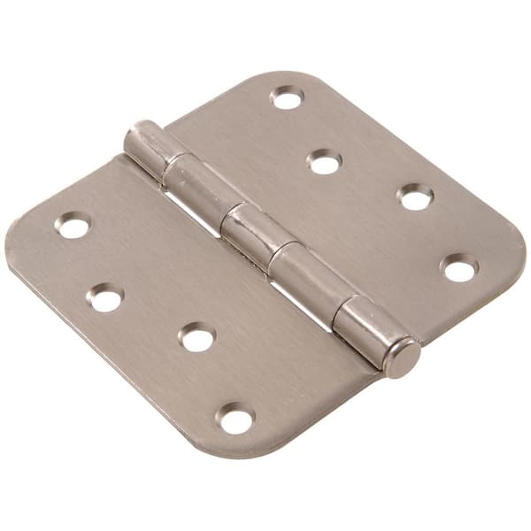 4 in. Satin Nickel Residential Door Hinge with 5/8 in. Round Corner Removable Pin Full Mortise (18-Pack)