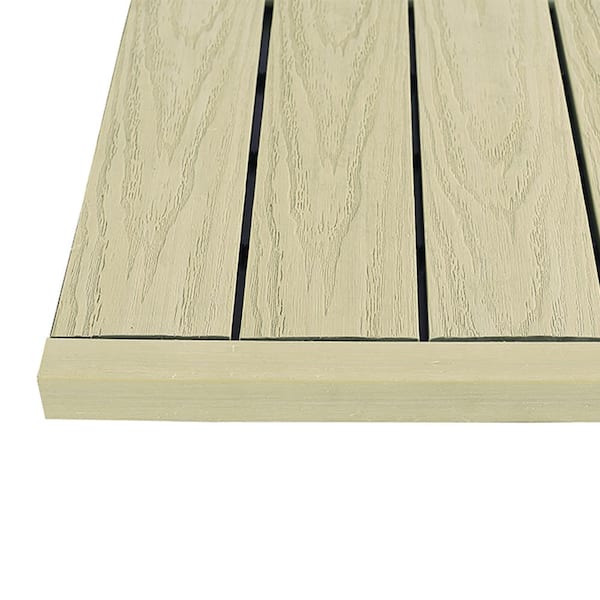NewTechWood 1/12 ft. x 1 ft. Quick Deck Composite Deck Tile Straight Trim in Sahara Sand (4-Pieces/Box)