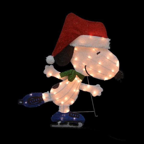 Peanuts 32 In 2d Led Pre Lit Yard Art Skating Snoopy 86231 Myt - Peanuts Outdoor Christmas Decorations Home Depot