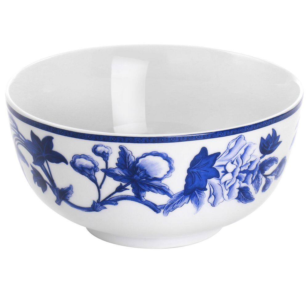 Cobalt Blue Floral Ceramic Dinnerware Set, Service for 4