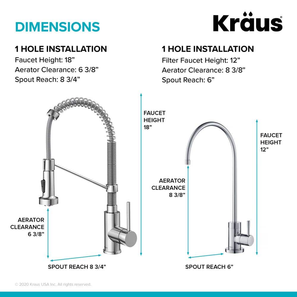 Chrome Commercial Style Pull-Down Kitchen Faucet with Drinking Water Dispenser