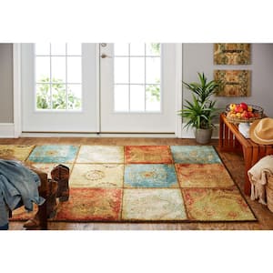 Artifact Panel Multi 3 ft. x 4 ft. Machine Washable Patchwork Area Rug
