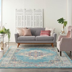 Passion Light Blue 9 ft. x 12 ft. Persian Modern Transitional Area Rug