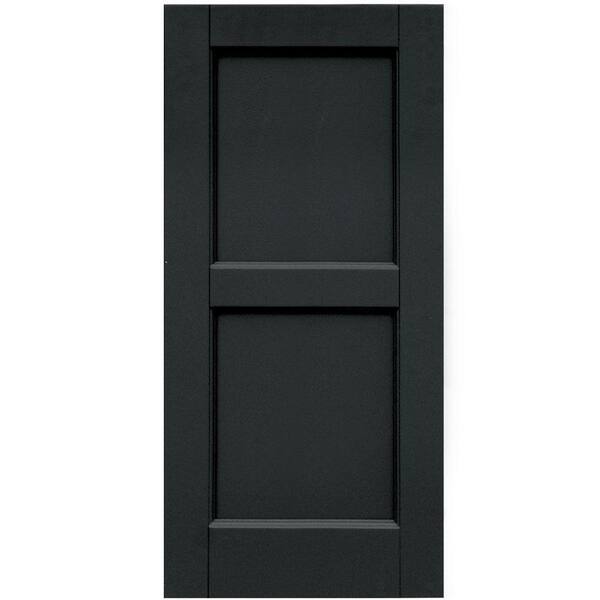Winworks Wood Composite 15 in. x 33 in. Contemporary Flat Panel Shutters Pair #632 Black
