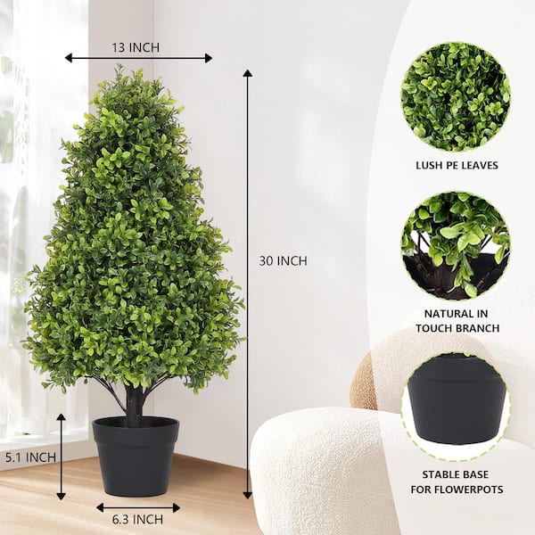 poetree 2.5 ft. Artificial Topiary Boxwood Tree UV Resistant