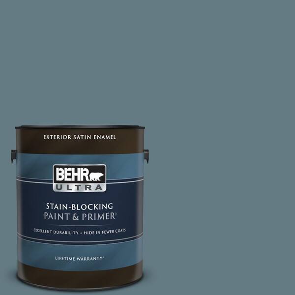 BEHR ULTRA 1 gal. #540F-5 Smokey Blue Satin Enamel Exterior Paint & Primer
