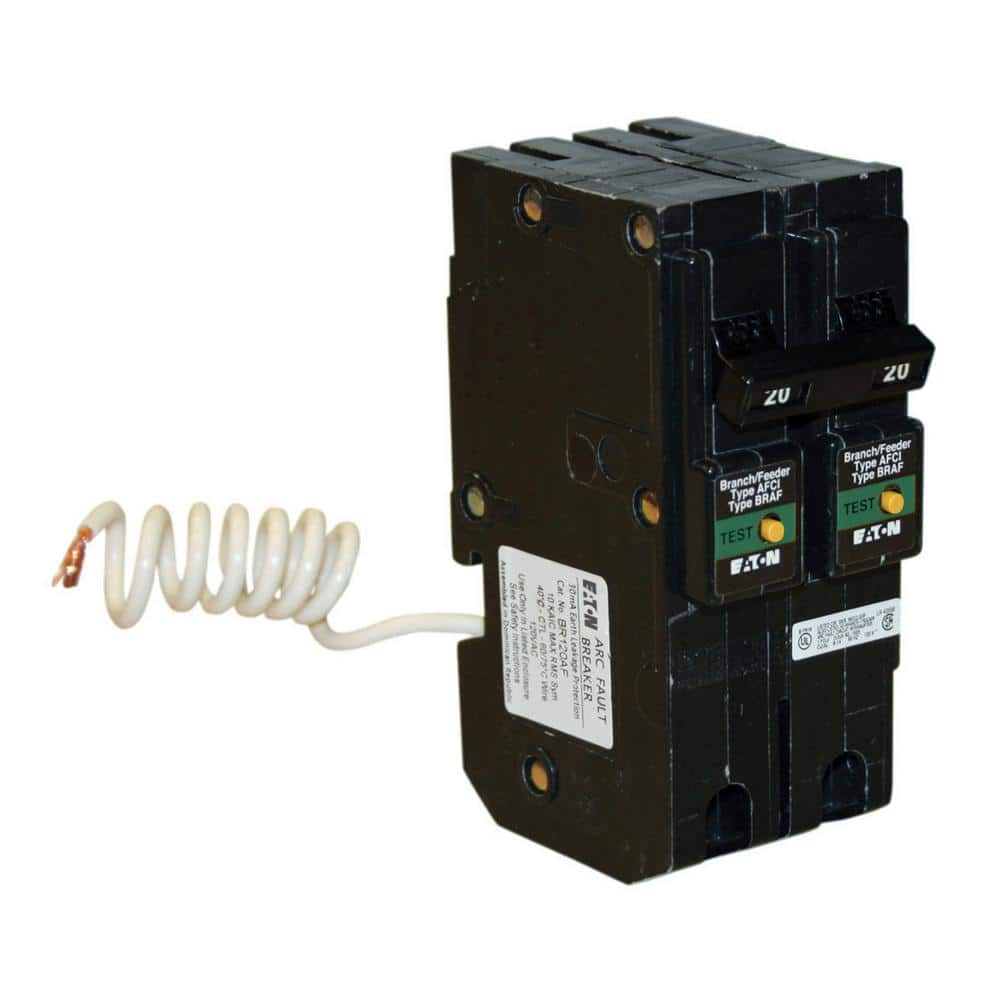 Eaton Type BR 20 Amp 1 in. Double Pole Plug-On Combination Arc Fault  Circuit Breaker BRL220CAF - The Home Depot