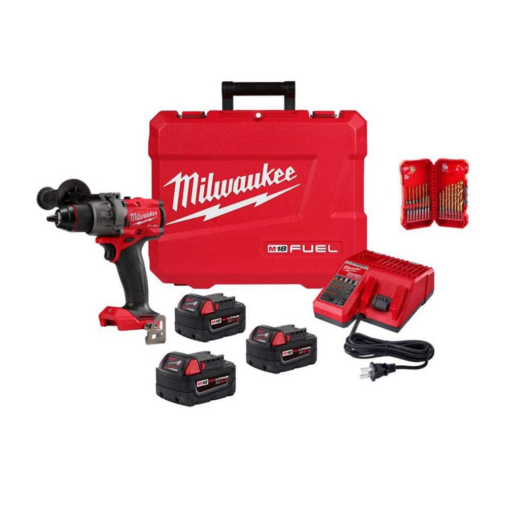 M18 FUEL 18V 1/2 in. Drill/Driver Kit w/ (3) 5. 0Ah Batteries, Hard Case with SHOCKWAVE 23-Pc Titanium Set price history on PriceWatchPro