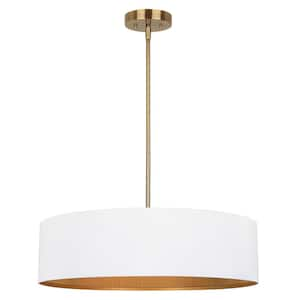 Rexton 3-Light Matte White and Gold Contemporary Chandelier for Dining Rooms and Living Rooms