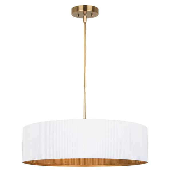 Rexton 3-Light Matte White and Gold Contemporary Chandelier for Dining Rooms and Living Rooms