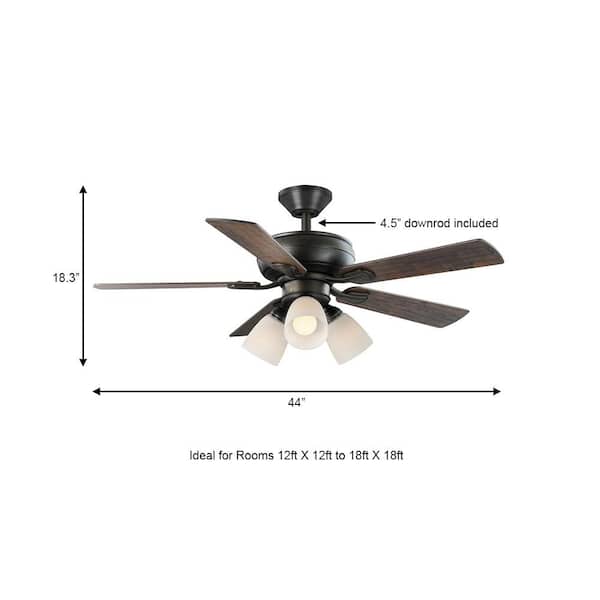 Hampton Bay Riley 44 In Indoor Led Bronze Dry Rated Downrod Ceiling Fan With 5 Reversible Blades Light Kit And Remote Control 52141 - Program Remote Hampton Bay Ceiling Fan