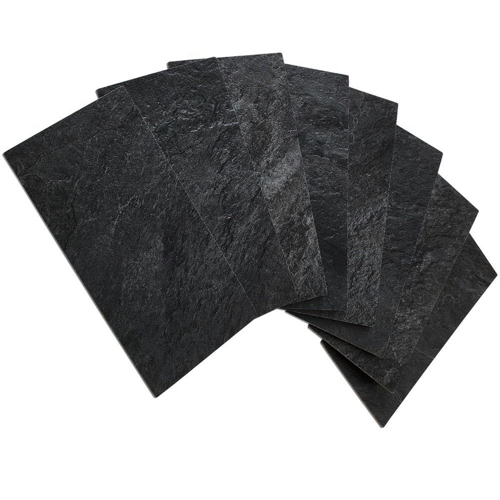 Black 3 in. x 6 in. PVC Faux Stone Peel and Stick Backsplash Wall Tiles 100-Pack