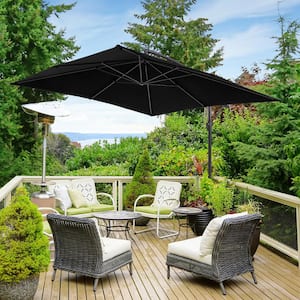 8.2 ft. Square Cantilever Patio Umbrellas with Base in Black