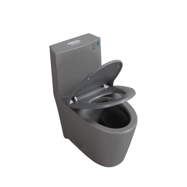 1.1/1.60 GPF Round Dual-Flush One Piece Toilet, Elongated Comfort Height, Soft-Close, MAP 1000g, Gloss White (standard)