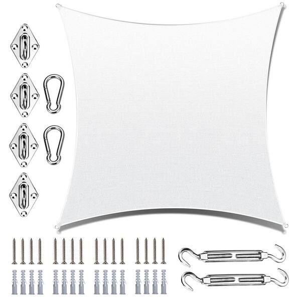 ROYAL SHADE 10 ft. x 16 ft. Rectangle Sun Shade Sail with Hardware Kit-White