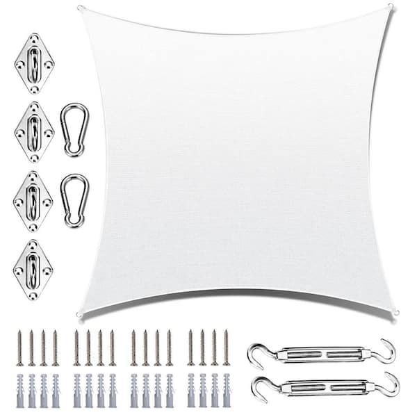 12 ft. x 20 ft. Rectangle Sun Shade Sail with Hardware Kit-White