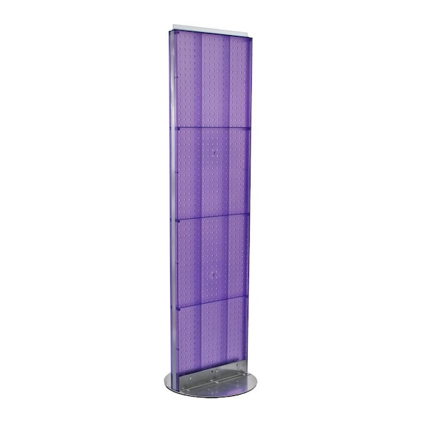 Azar Displays Four-Sided Pegboard Tower Floor Display, Rotating Wheeled Base 16 In W X 67 In H Purple 700407 Pur Azar Displays Four-Sided Pegboard Tower Floor Display, Rotating Wheeled Base 16 In W X 67 In H Purple 700407 Pur