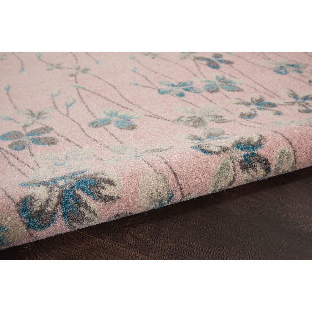 Serene Blossom Pink Floral 5'3" x 7'3" Easy-Care Area Rug