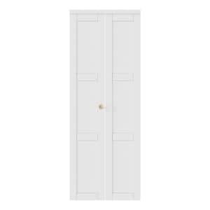 30 in. x 80.5 in. 3-Lite Panel Composite Solid Core MDF White Finished Closet Bifold Door with Hardware