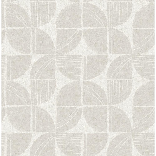 A-Street Prints Baxter Bone White Semicircle Mosaic Wallpaper Sample