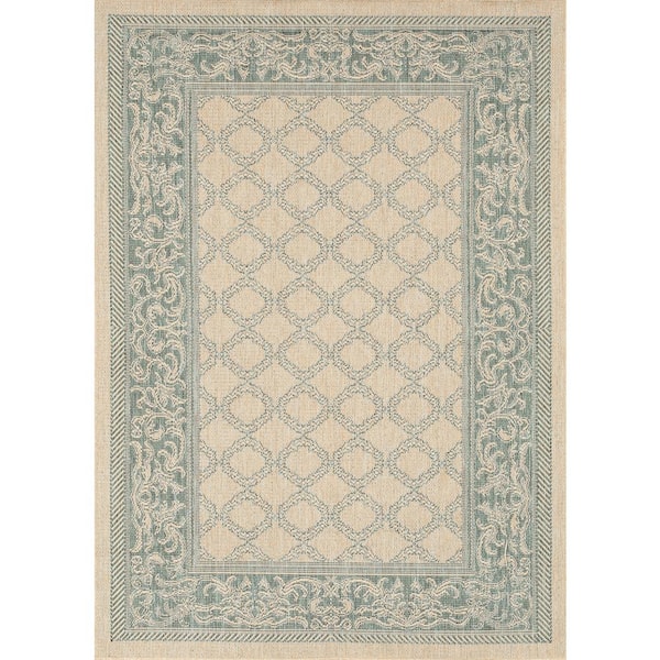 Couristan Recife Garden Lattice Natural-Green 6 ft. x 9 ft. Indoor/Outdoor Area Rug