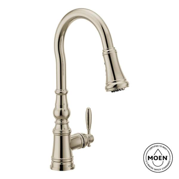 Weymouth Single Handle Pull-Down Sprayer Kitchen Faucet with Optional 3- in -1 Water Filtration in Polished Nickel