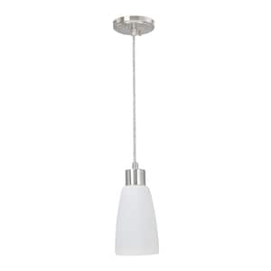 1-Light Chrome Mini Pendant with Opal Frosted Glass Shade