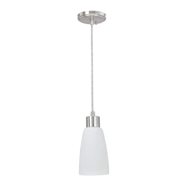 Aspen Creative Corporation 1-Light Chrome Mini Pendant with Opal Frosted Glass Shade
