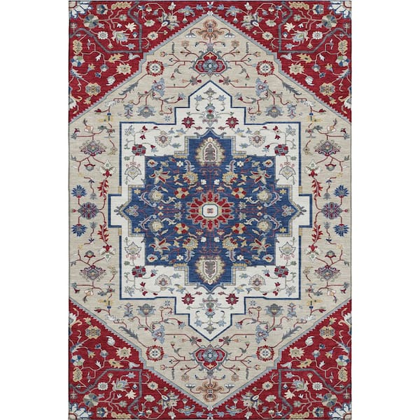 Mayfield Premium Machine Washable Abstract AMF2533 Red 3 ft. x 5 ft. Area Rug