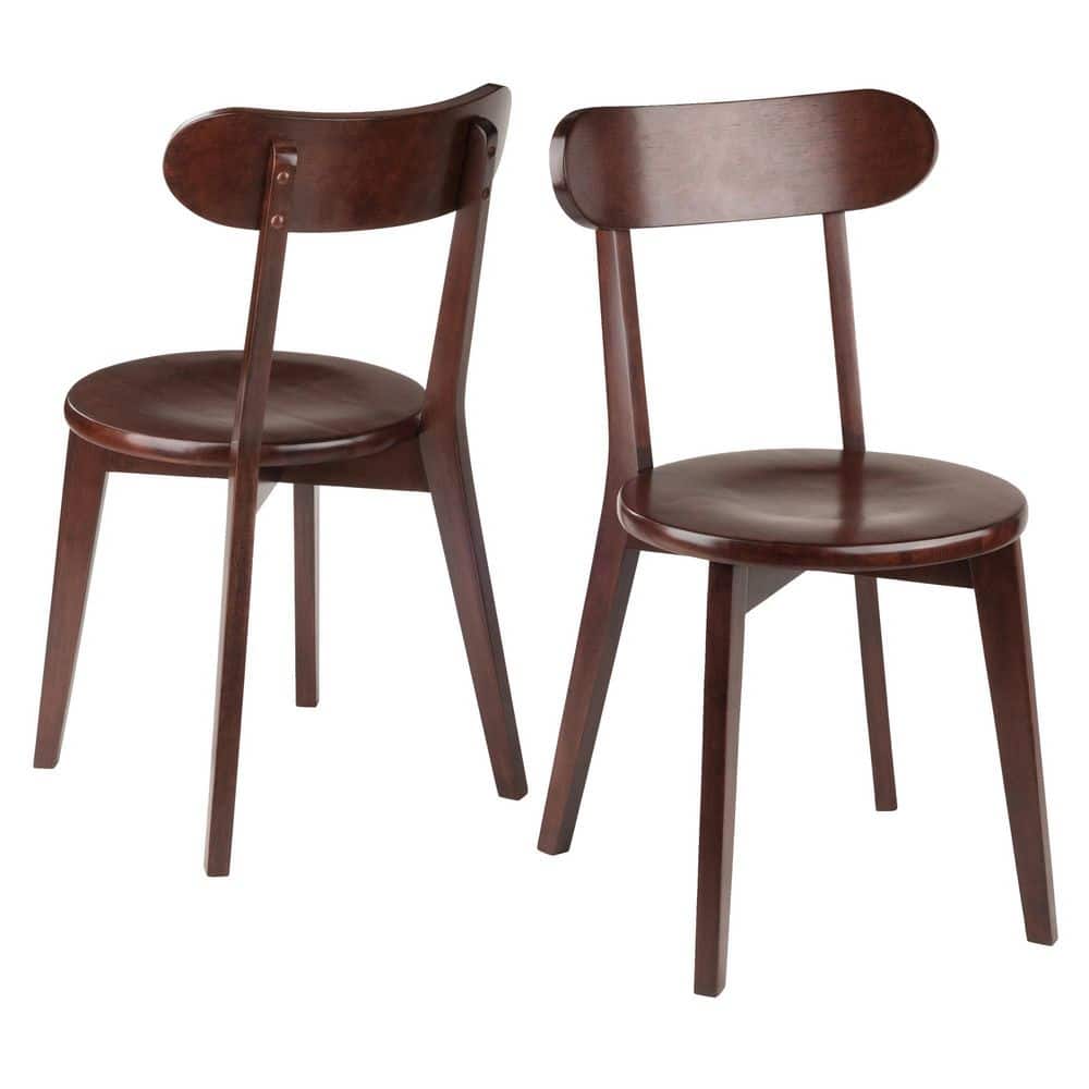 Pauline Walnut Wood Seat Curved Backrest Dining Chairs, (Set of 2)