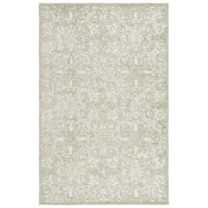 Martha Stewart Ivory/Green 4 ft. x 6 ft. Moroccan High-Low Area Rug