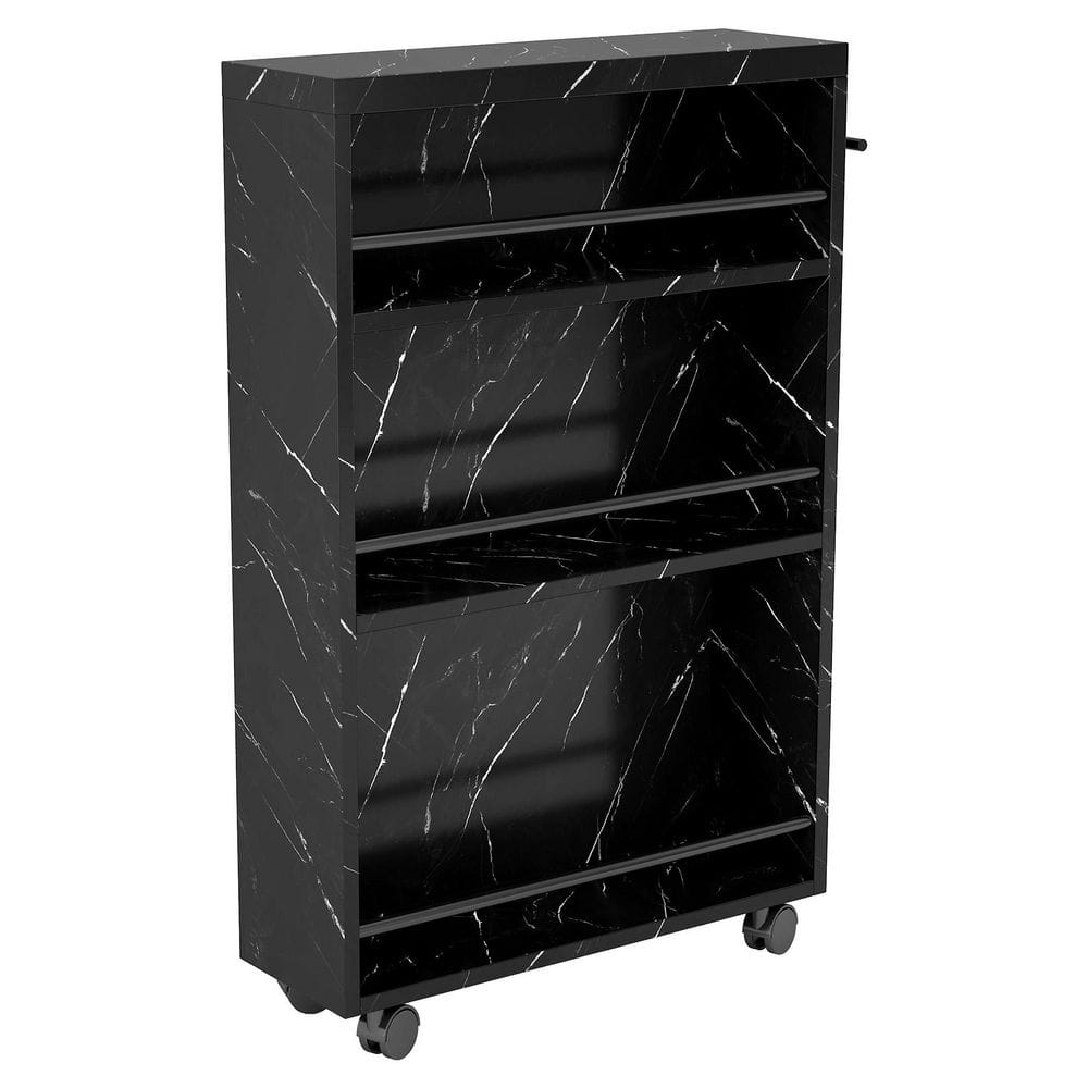 Clarine Black 6.3 in. W Slim Storage Cart Rolling Narrow Kitchen Cart on Wheels 4-Tier Utility Cart Skinny Laundry Cart price history on PriceWatchPro